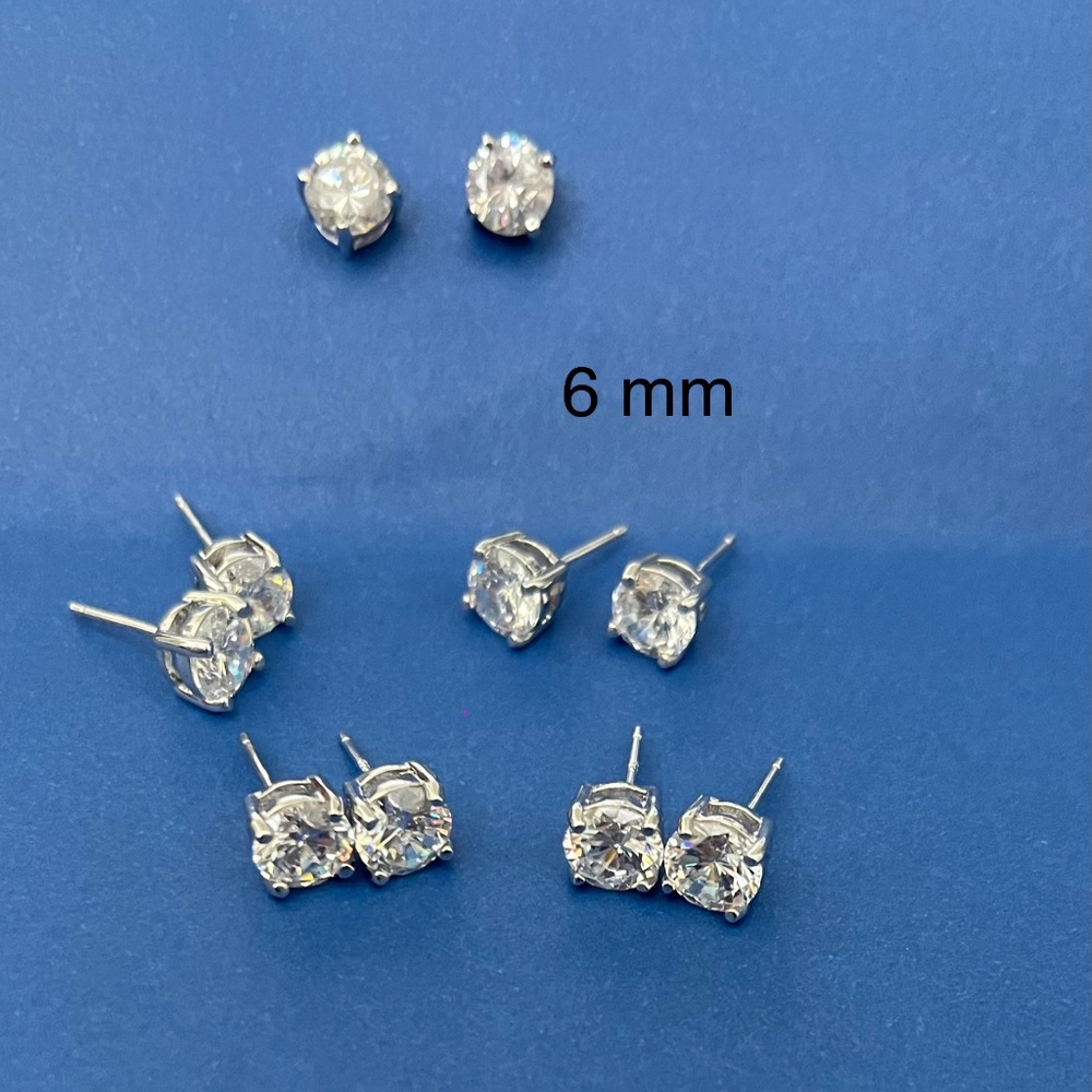 CZ Stud Sterling Silver Earrings - Lot of 11 pair